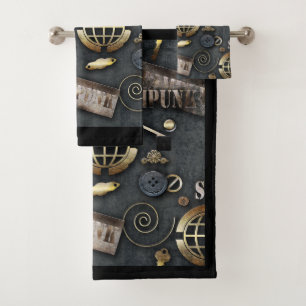Steampunk, scrapbooking bath towel set