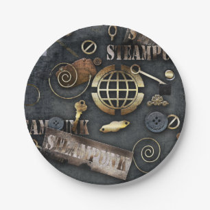 Steampunk, scrapbooking paper plate