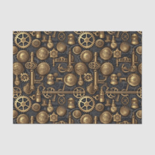 Steampunk screws and gears pattern tissue paper