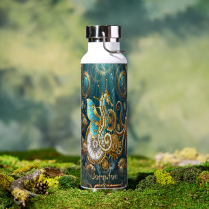 Steampunk Seahorse Underwater World Water Bottle
