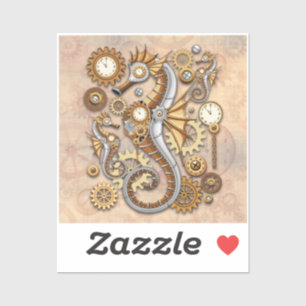 Steampunk Seahorse Vintage Surreal Art