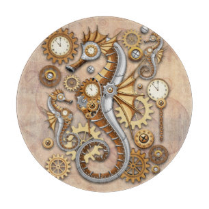 Steampunk Seahorse Vintage Surreal Art Cutting Board