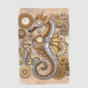 Steampunk Seahorse Vintage Surreal Art Golf Towel