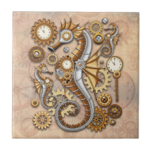 Steampunk Seahorse Vintage Surreal Art