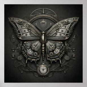 Steampunk Serenity - Butterfly Digital Art Poster