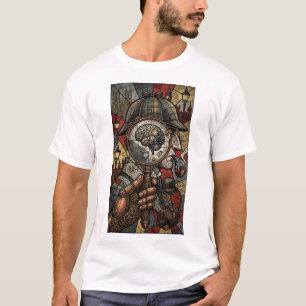Steampunk Sherlock Holmes Stained Glass Art T-Shirt