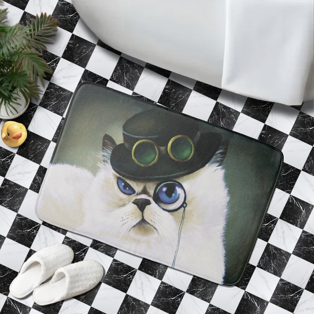 Steampunk Siamese Persian Cat Bath Mat (Creator Uploaded)