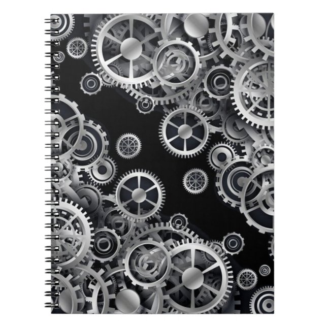 Steampunk Silver Gears Notebook (Front)