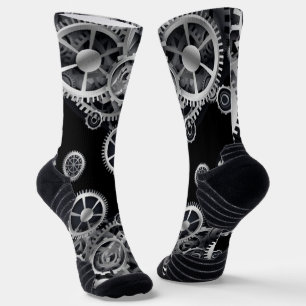 Steampunk Silver Gears Socks