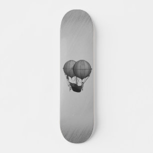 Steampunk Silver Hot Air Balloons with Ship Skateboard
