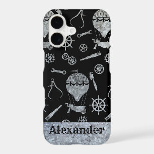 Steampunk Silver Zinc Ballooning Theme Custom Name