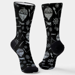 Steampunk Silver Zinc Balloons Subtly Monogrammed Socks