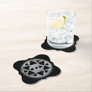 Steampunk Silver Zinc Gear III Paper Coaster