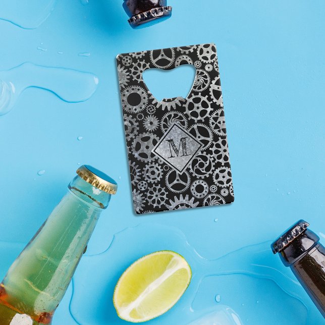 Steampunk Silver Zinc Gears Custom Monogram (Creator Uploaded)