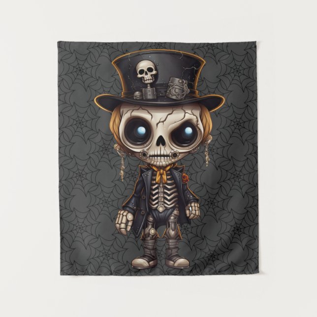 Steampunk Skeleton Art Tapestry (Front)