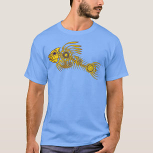 Steampunk skeleton fish in gold T-Shirt