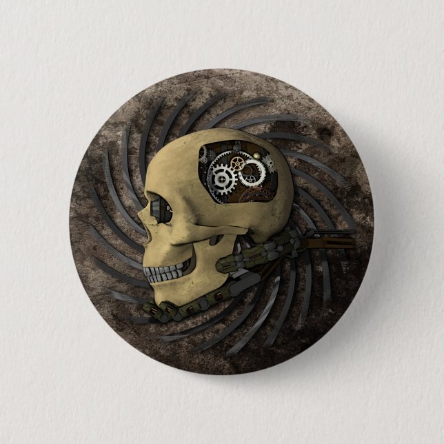 Steampunk Skull 6 Cm Round Badge (Front)