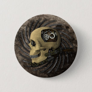 Steampunk Skull 6 Cm Round Badge