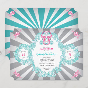 Steampunk Skull Burst Baby Shower Invitation