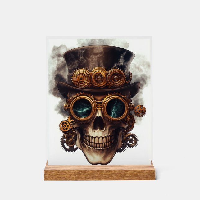Steampunk Skull Engine Acrylic Sign (Front)