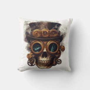 Steampunk Skull Engine Cushion
