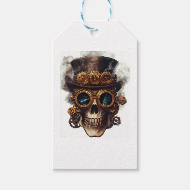 Steampunk Skull Engine Gift Tags (Front)
