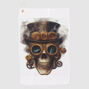 Steampunk Skull Engine Golf Towel