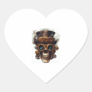 Steampunk Skull Engine Heart Sticker