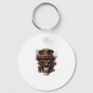 Steampunk Skull Engine Key Ring