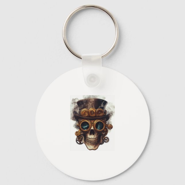 Steampunk Skull Engine Key Ring (Front)
