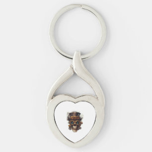 Steampunk Skull Engine Key Ring