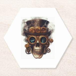 Steampunk Skull Engine Paper Coaster