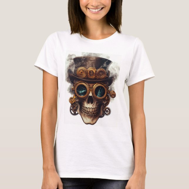 Steampunk Skull Engine T-Shirt (Front)