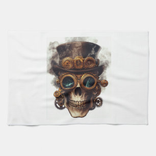 Steampunk Skull Engine Tea Towel