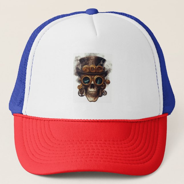 Steampunk Skull Engine Trucker Hat (Front)