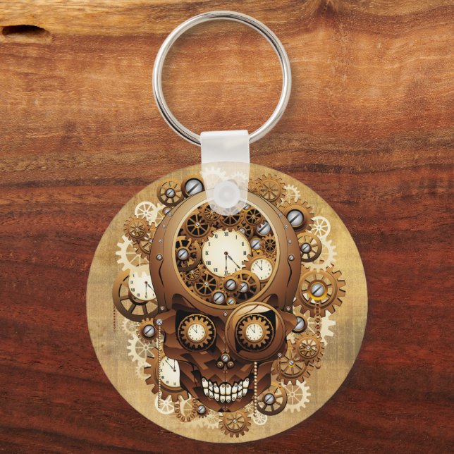 Steampunk Skull Gothic Style Key Ring (Front)