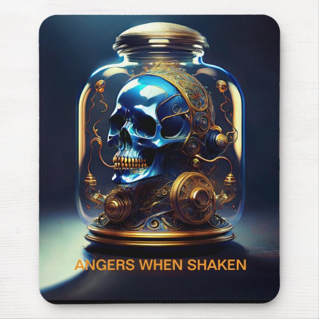 Steampunk Skull In Jar Angers When Shaken Mouse Mat (Front)