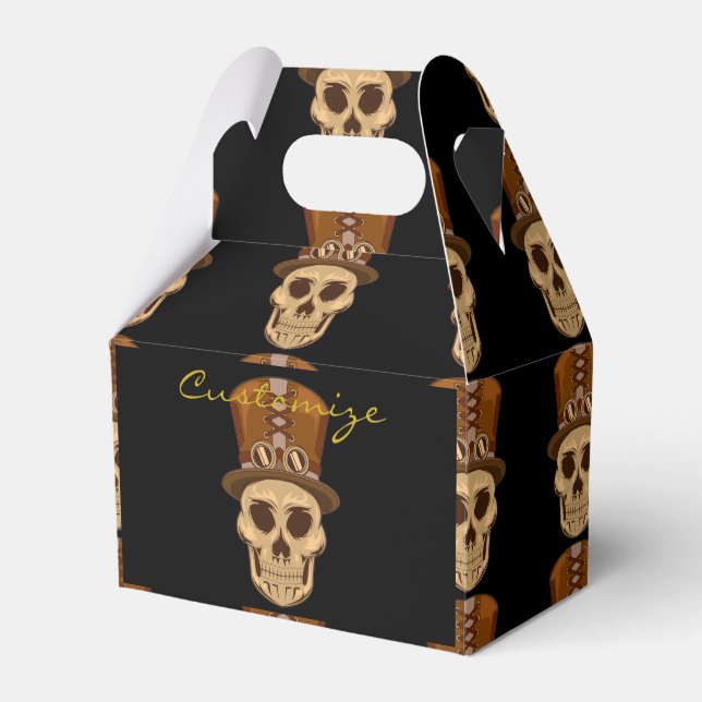 Steampunk Skull in Top Hat/ Gas Mask Thunder_Cove Favour Box (Front Side)