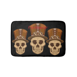 Steampunk Skull in Top Hat Thunder_Cove Bath Mat