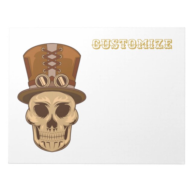 Steampunk Skull in Top Hat Thunder_Cove Journal Notepad (Front)