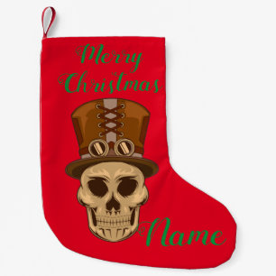 Steampunk Skull in Top Hat Thunder_Cove Small Christmas Stocking