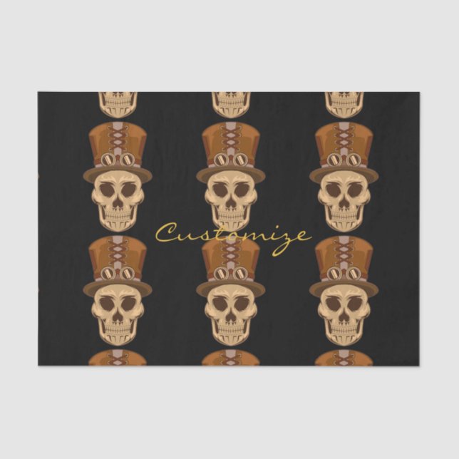 Steampunk Skull in Top Hat Thunder_Cove Tissue Paper (Front)
