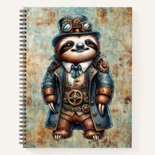 Steampunk Sloth Spiral Notebook