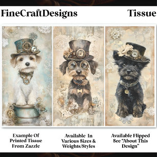 Steampunk Small Cute Dog Portraits DK9L Decoupage Tissue Paper