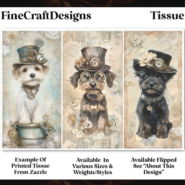 Steampunk Small Cute Dog Portraits DK9L Decoupage Tissue Paper (Creator Uploaded)