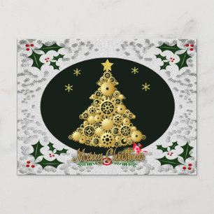 steampunk snowflake postcard
