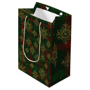 Steampunk Snowflake Red and Green Tartan Medium Gift Bag