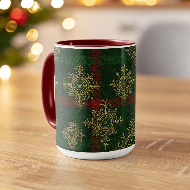 Steampunk Snowflake Red and Green Tartan Mug (Creator Uploaded)
