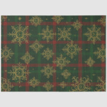 Steampunk Snowflake Red and Green Tartan