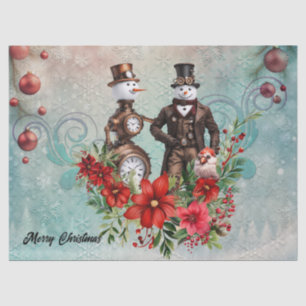 steampunk snowman and steampunk snowwoman tissue paper